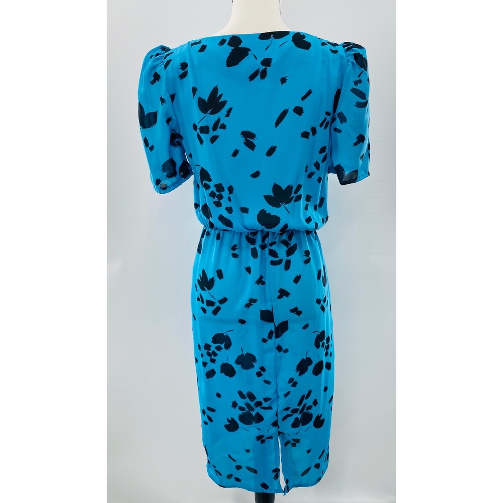 Calhoun Vintage Blue/Black Scoop Neck 80's Short Sleeve Dress‎ - Picture 2 of 7